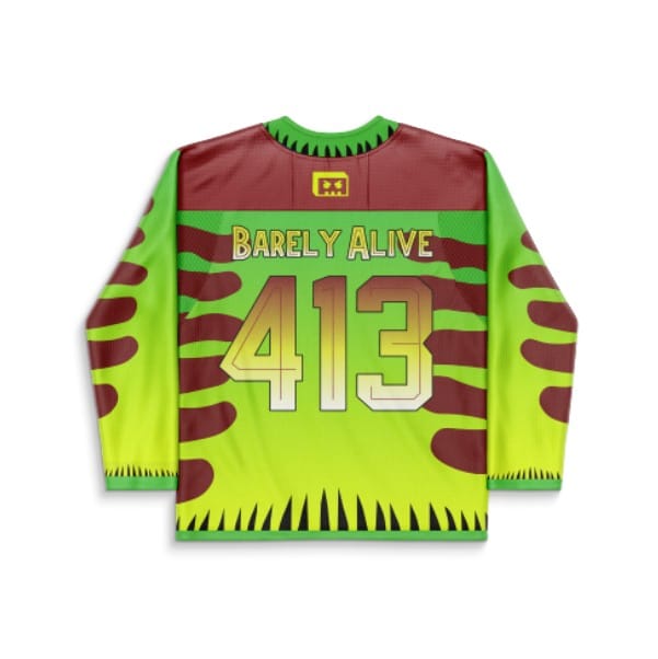 Barely Alive Neon Green Jurassic Park Rave Hockey Jersey