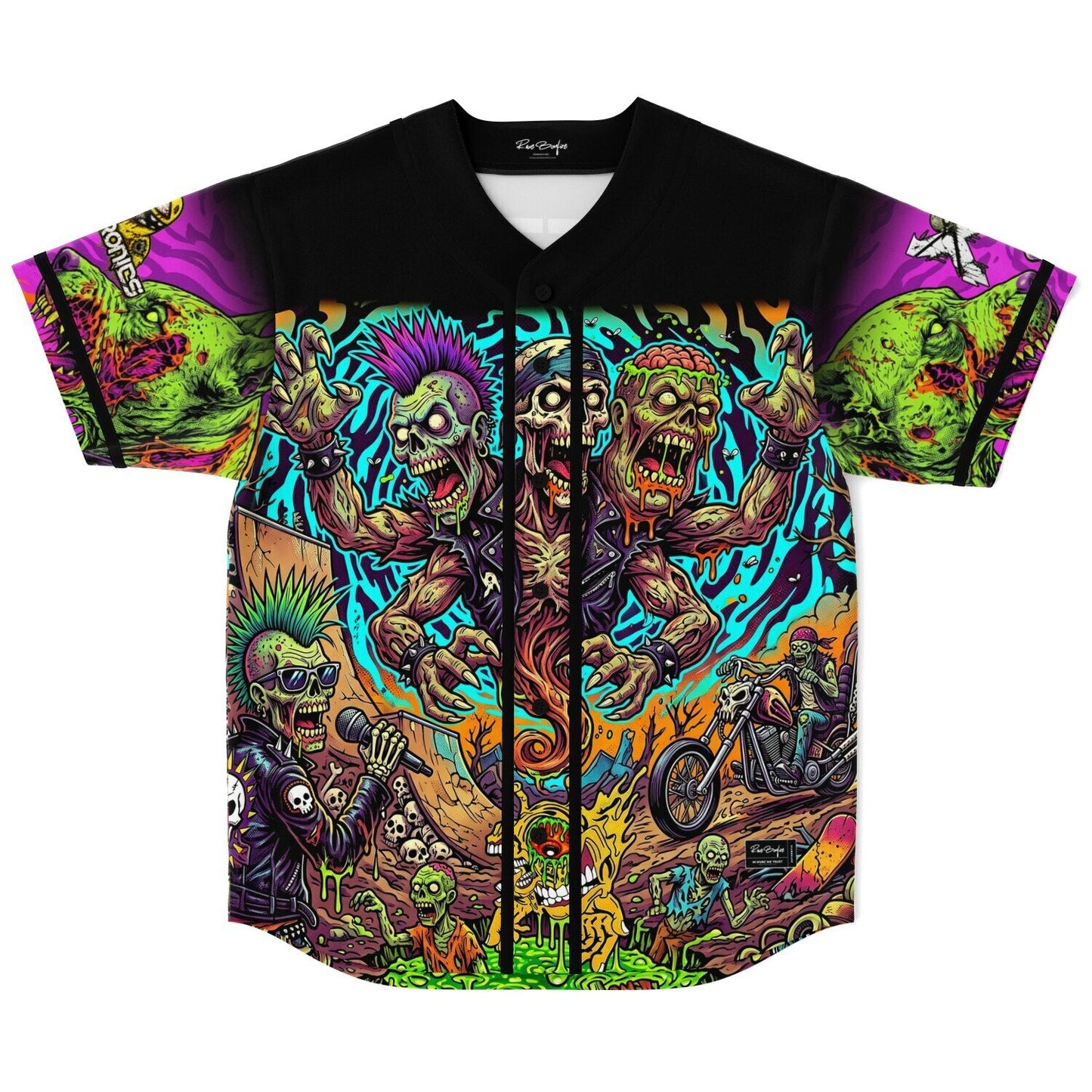 Black Horror Punk Rave Baseball Jersey