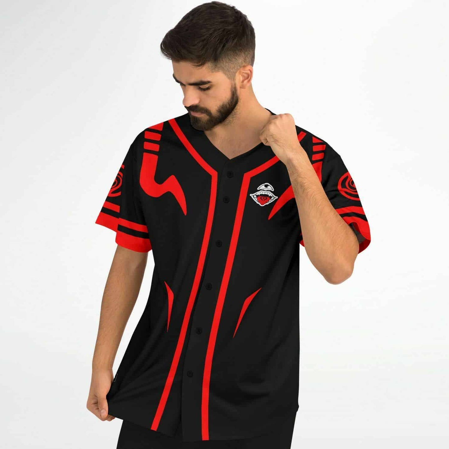 Black Red Demonic Rave Baseball Jersey