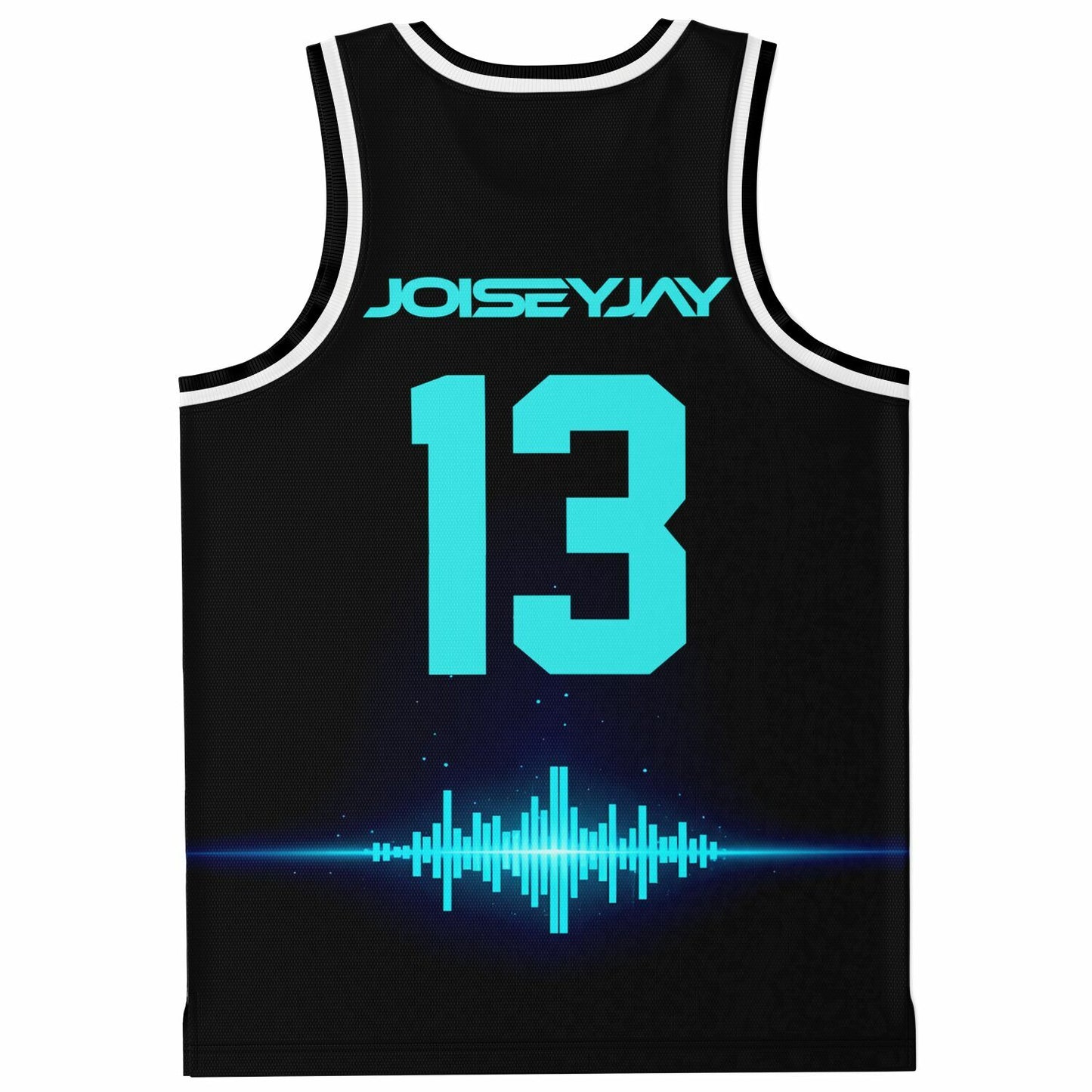 JoiseyJay Black Body Futuristic Wordmark Rave Basketball Jersey