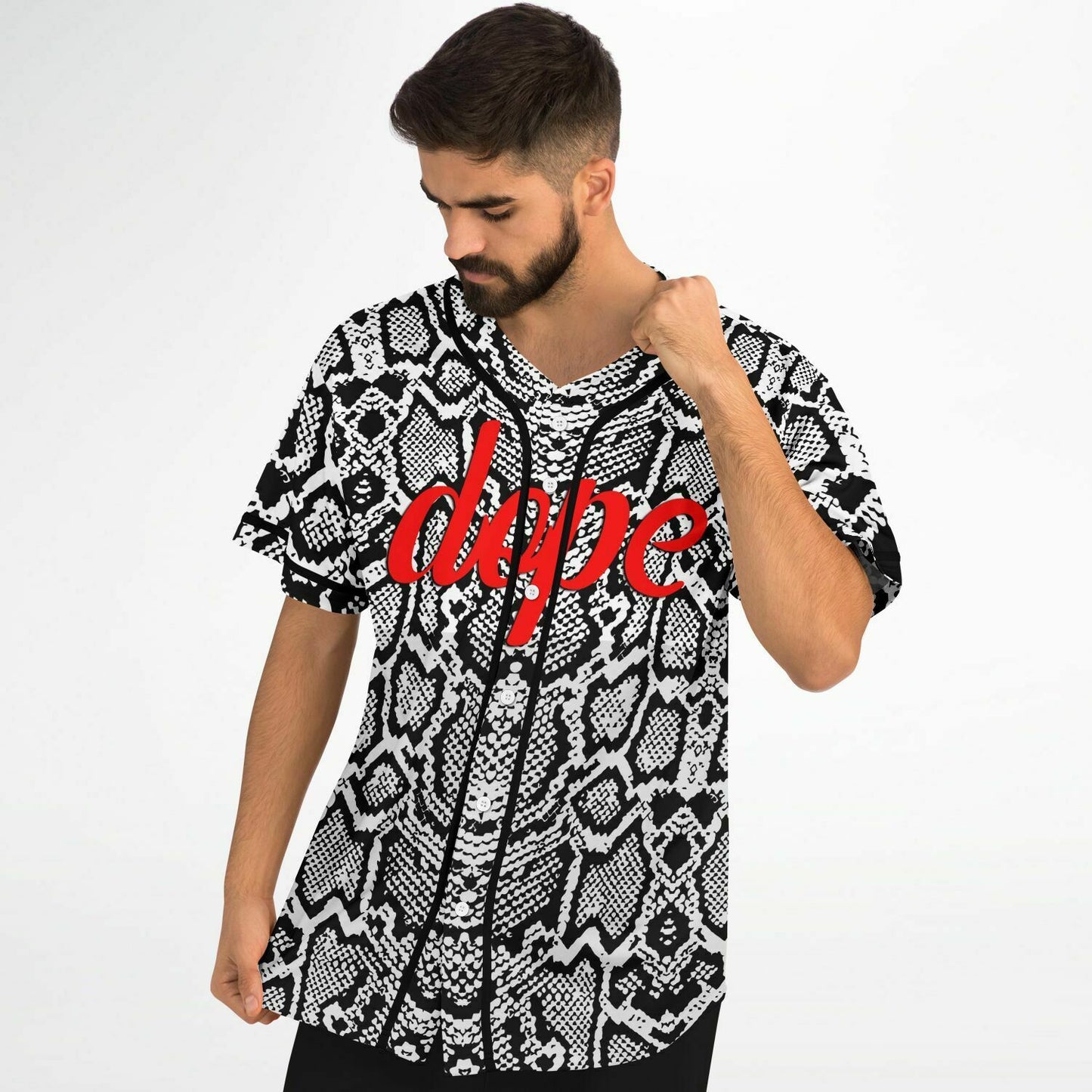 Black White Python Rave Baseball Jersey