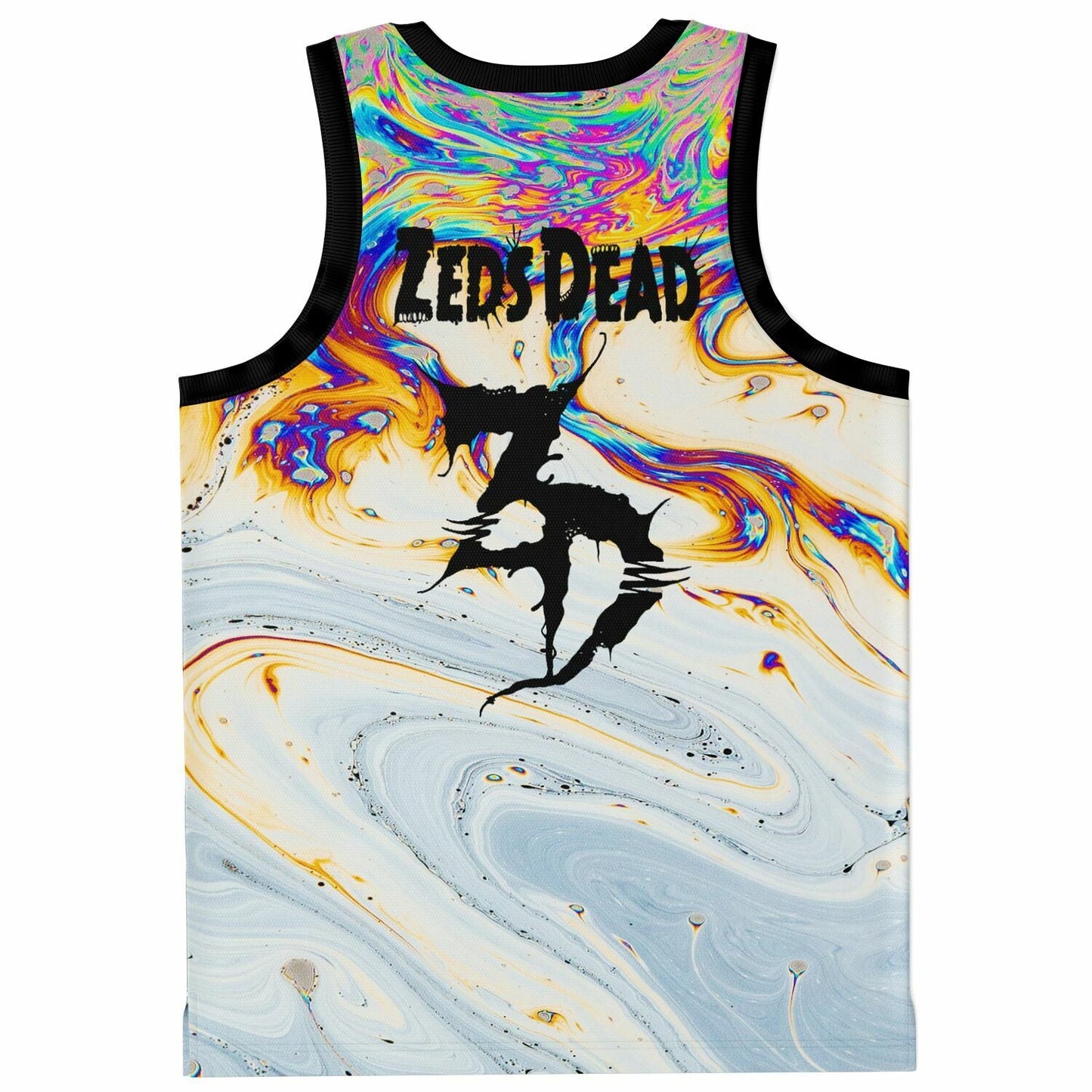 ZEDS DEAD Iridescent Oil Marbled Soap Rave Basketball Jersey