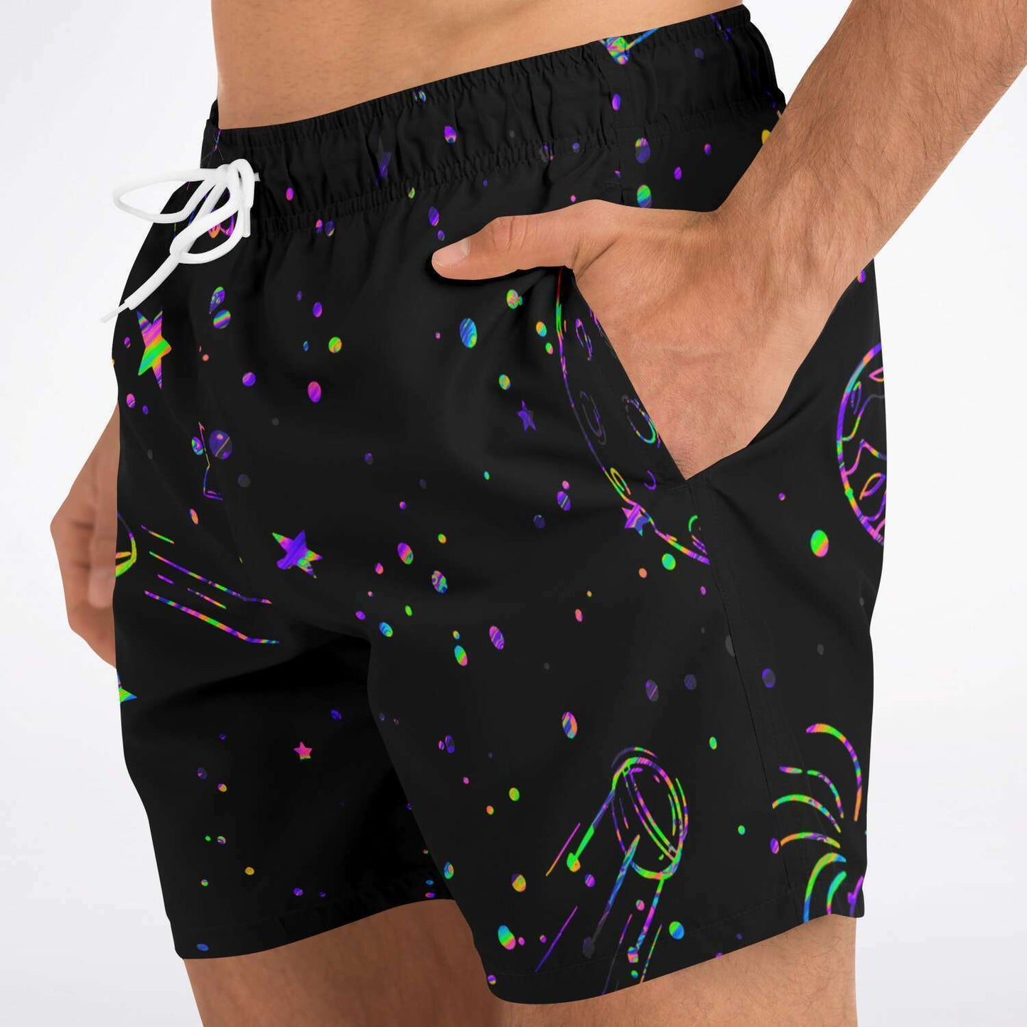 Black Outer Space Rave Swim Trunks