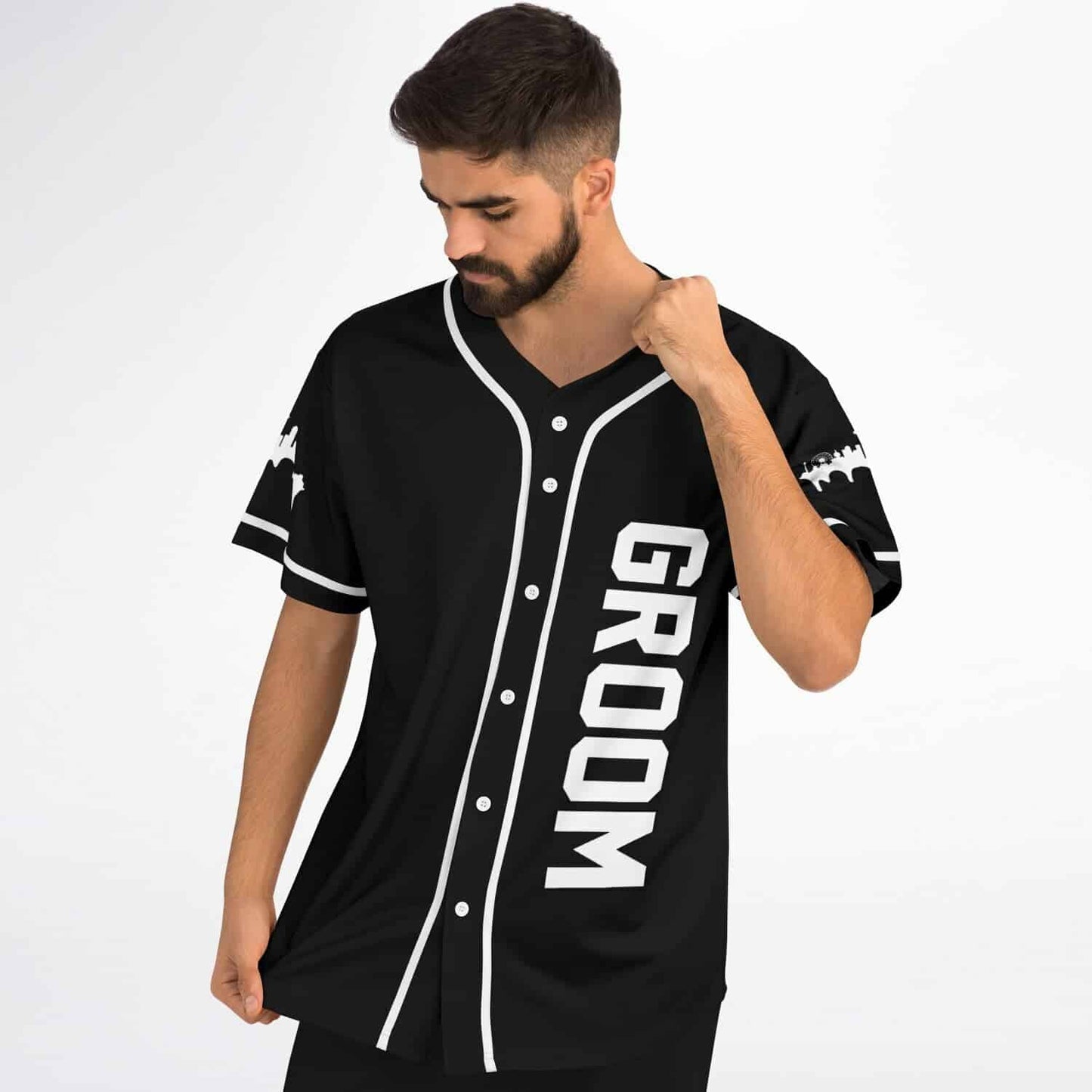 Black Minimal Team Rave Baseball Jersey