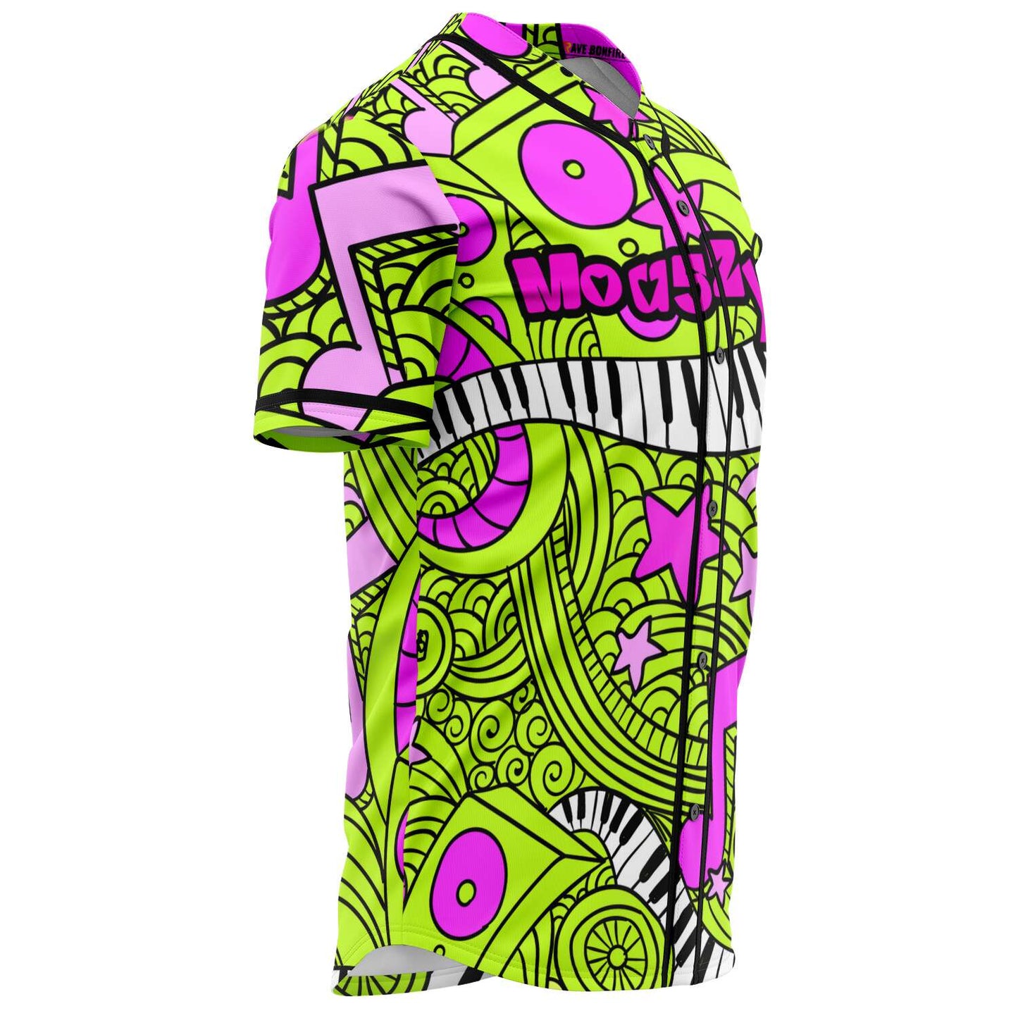 Neon Lime Doodle Music Rave Baseball Jersey