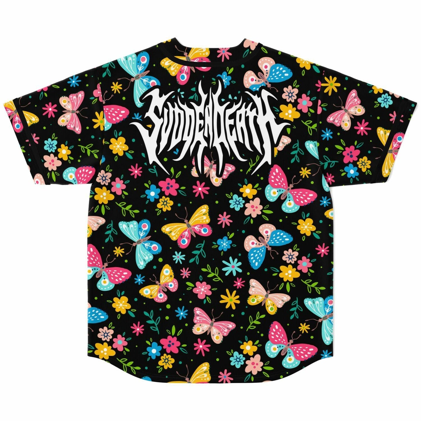 SVDDEN DEATH Black Colorful Butterflies Rave Baseball Jersey