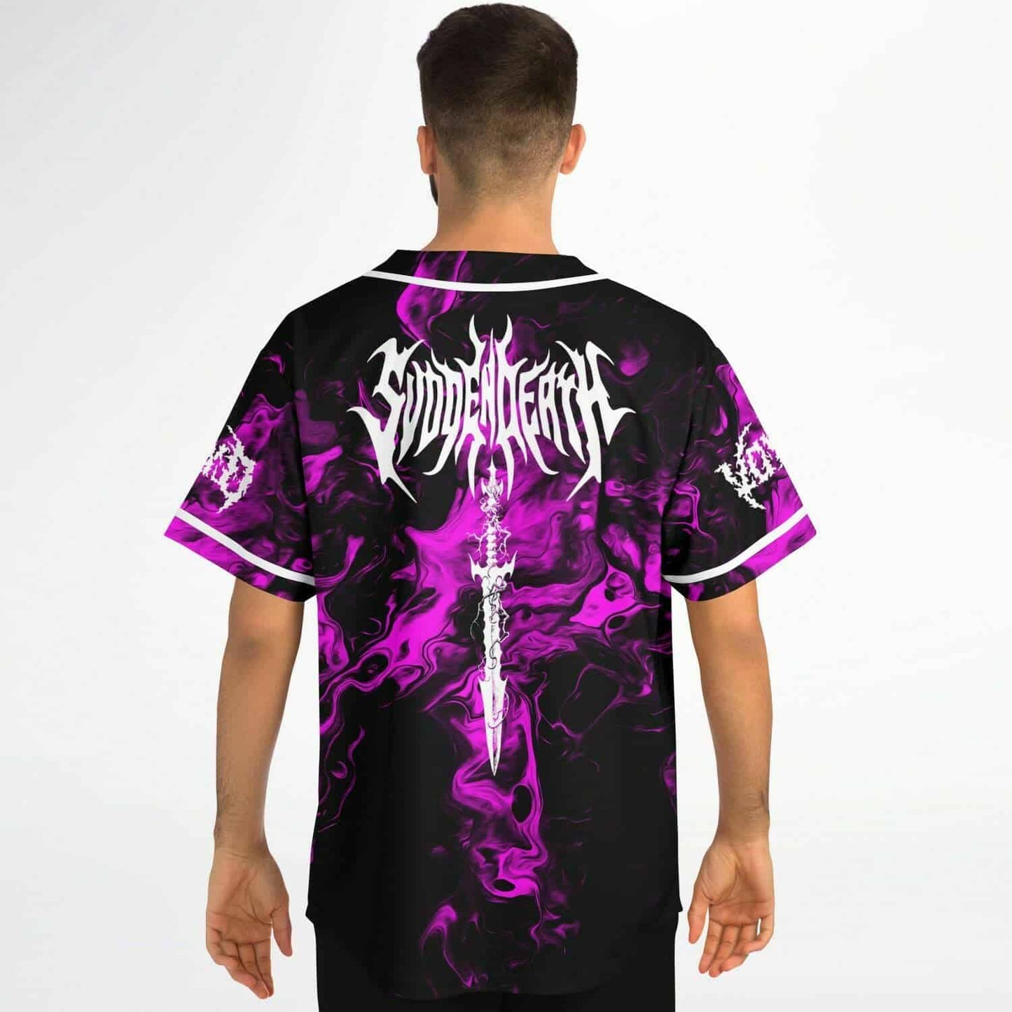 SVDDEN DEATH Black Swirling Purple Rave Baseball Jersey