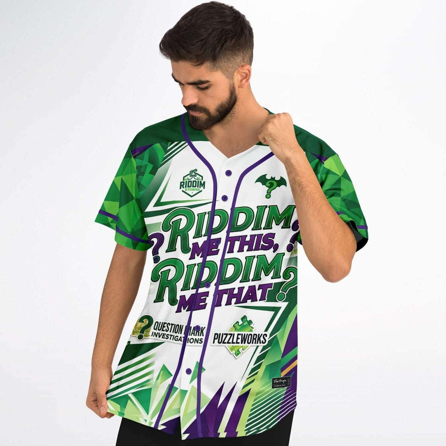 Green Purple Riddler Rave Baseball Jersey