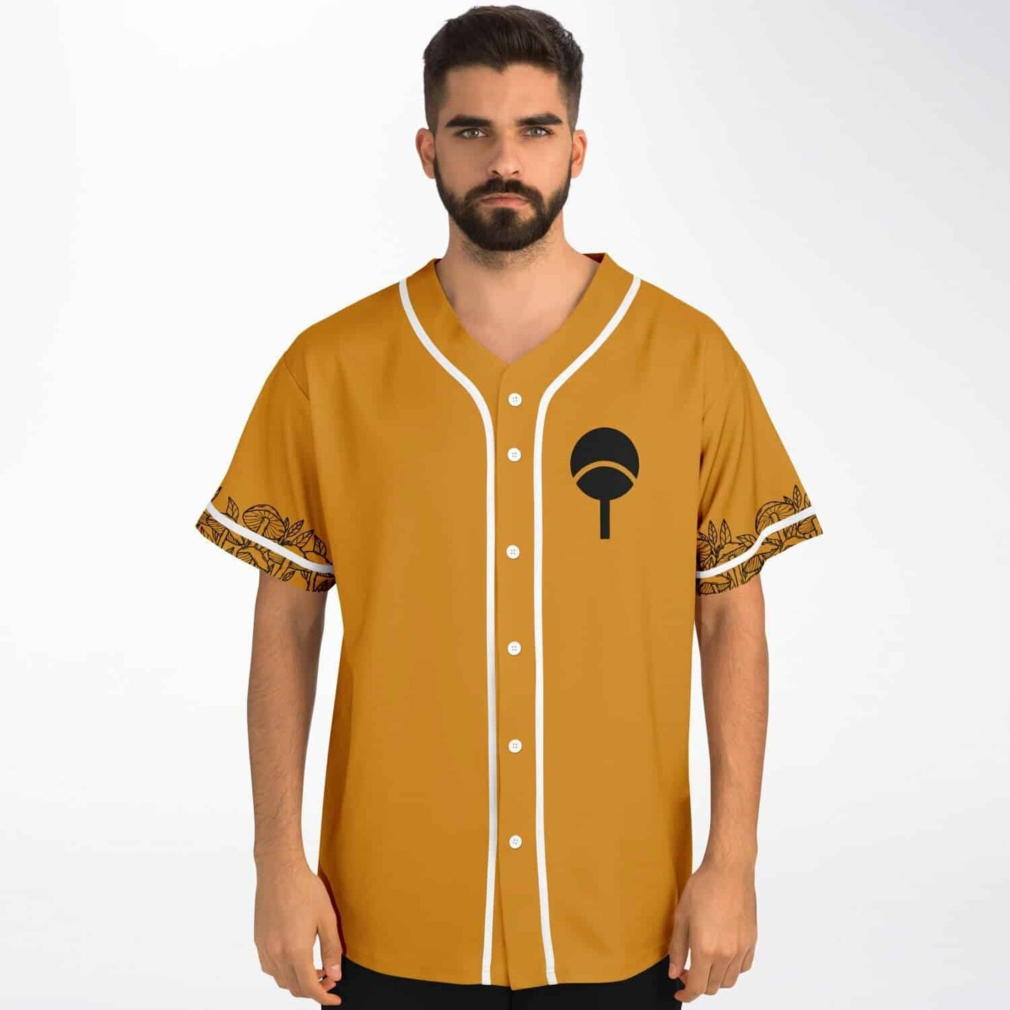 Burnt Orange Black Uchiha Rave Baseball Jersey