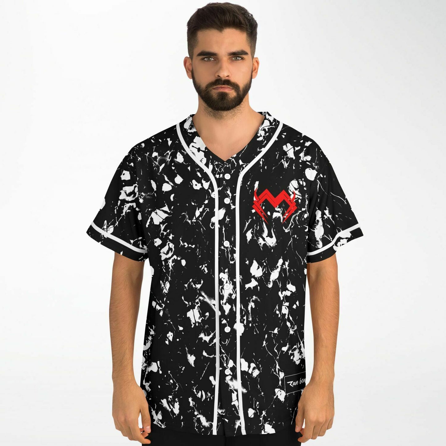 Black White Abstract Paint Rave Baseball Jersey