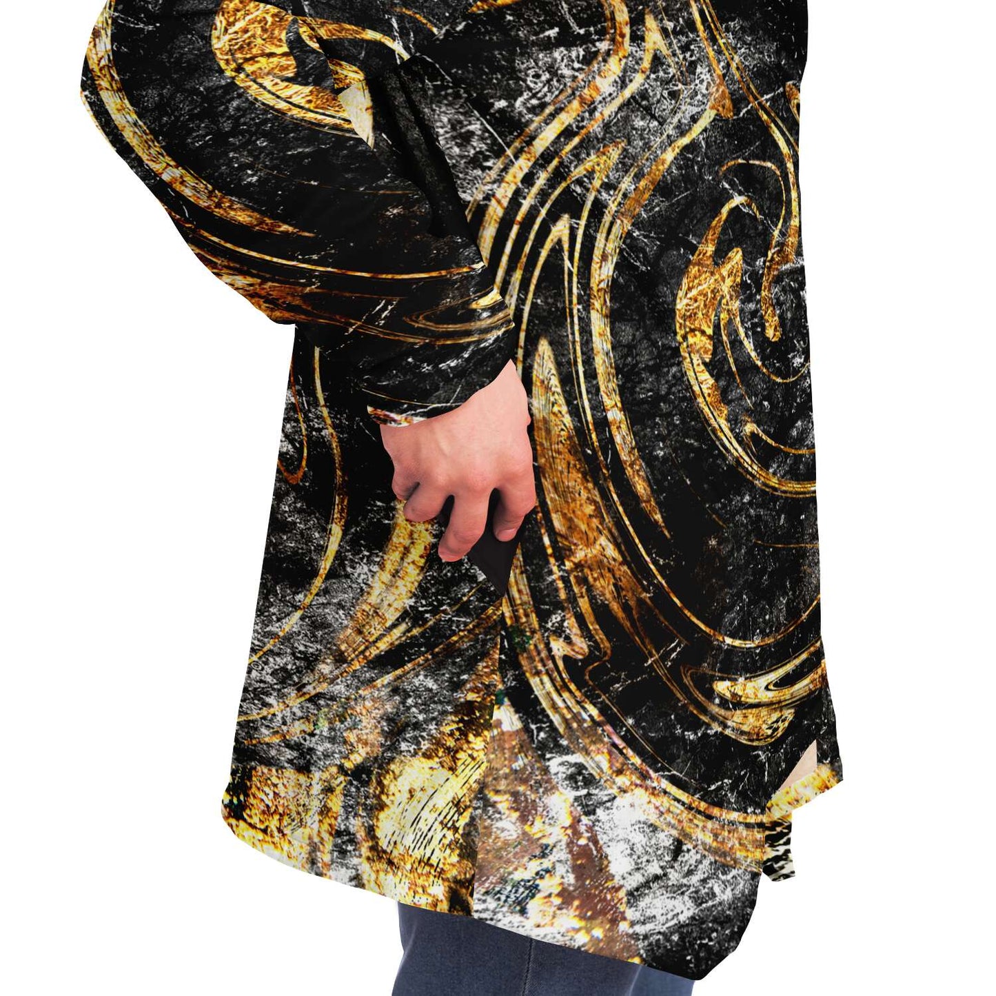 Black Gold Marbled Rave Cloak