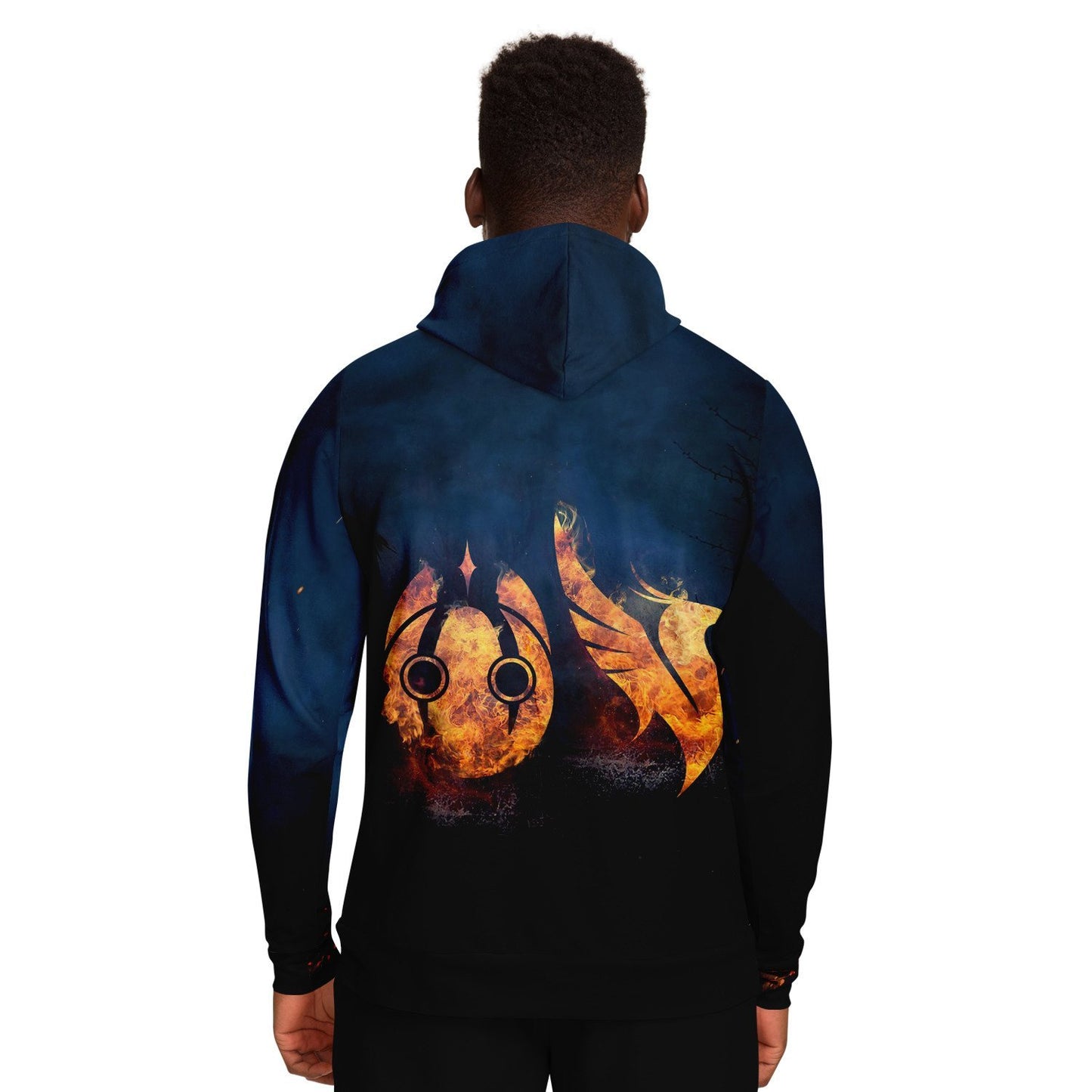 Flaming Heart Navy Ember Rave Hoodie