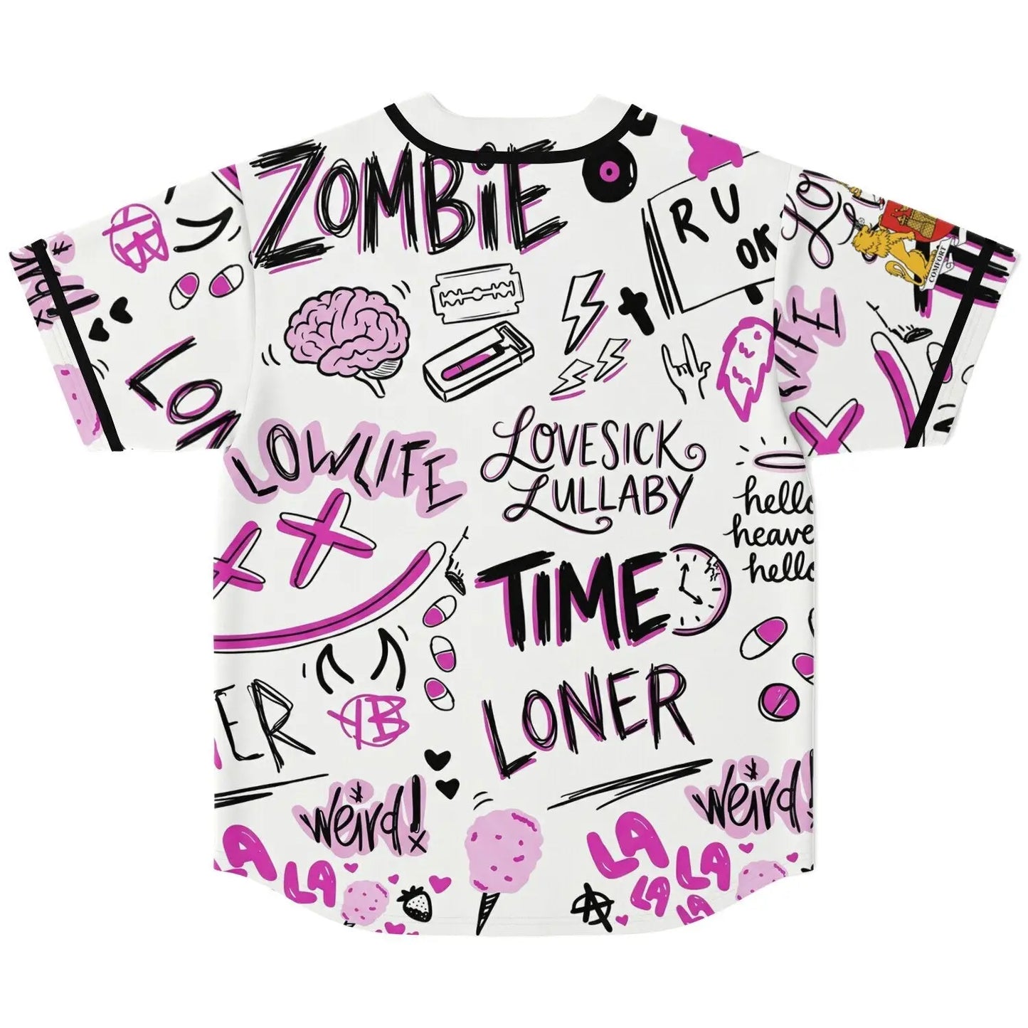 YUNGBLUD White Hand Drawn Rave Baseball Jersey