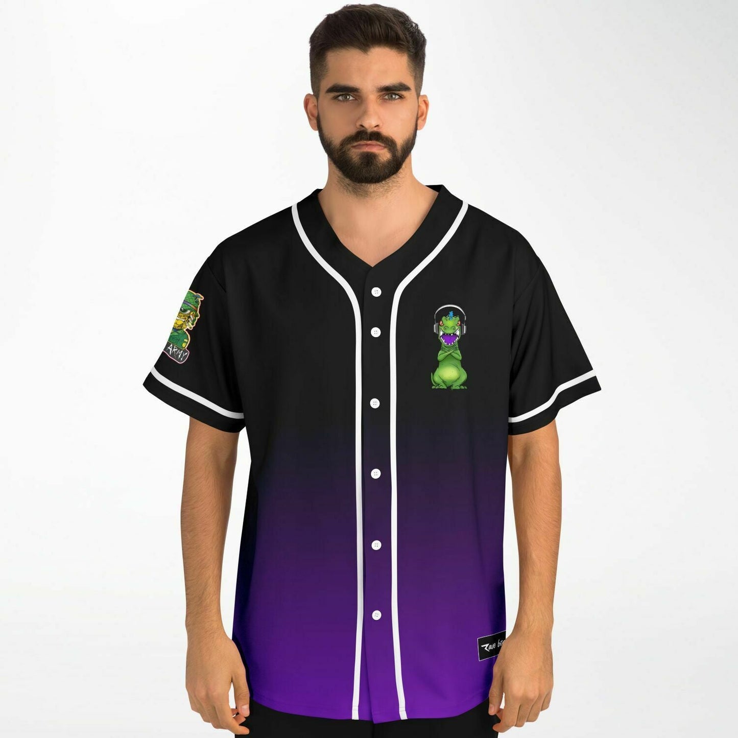 Black Purple Cartoon Green Rave Baseball Jersey