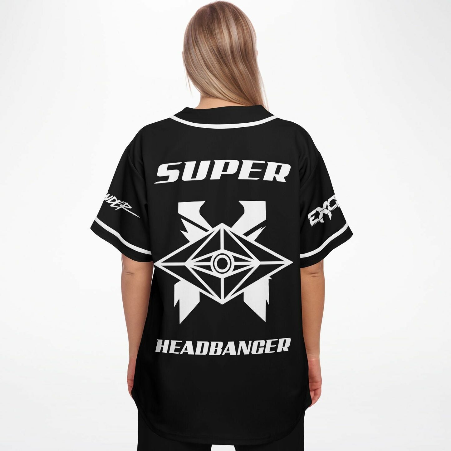 Excision Black Geometric Ornate Rave Baseball Jersey