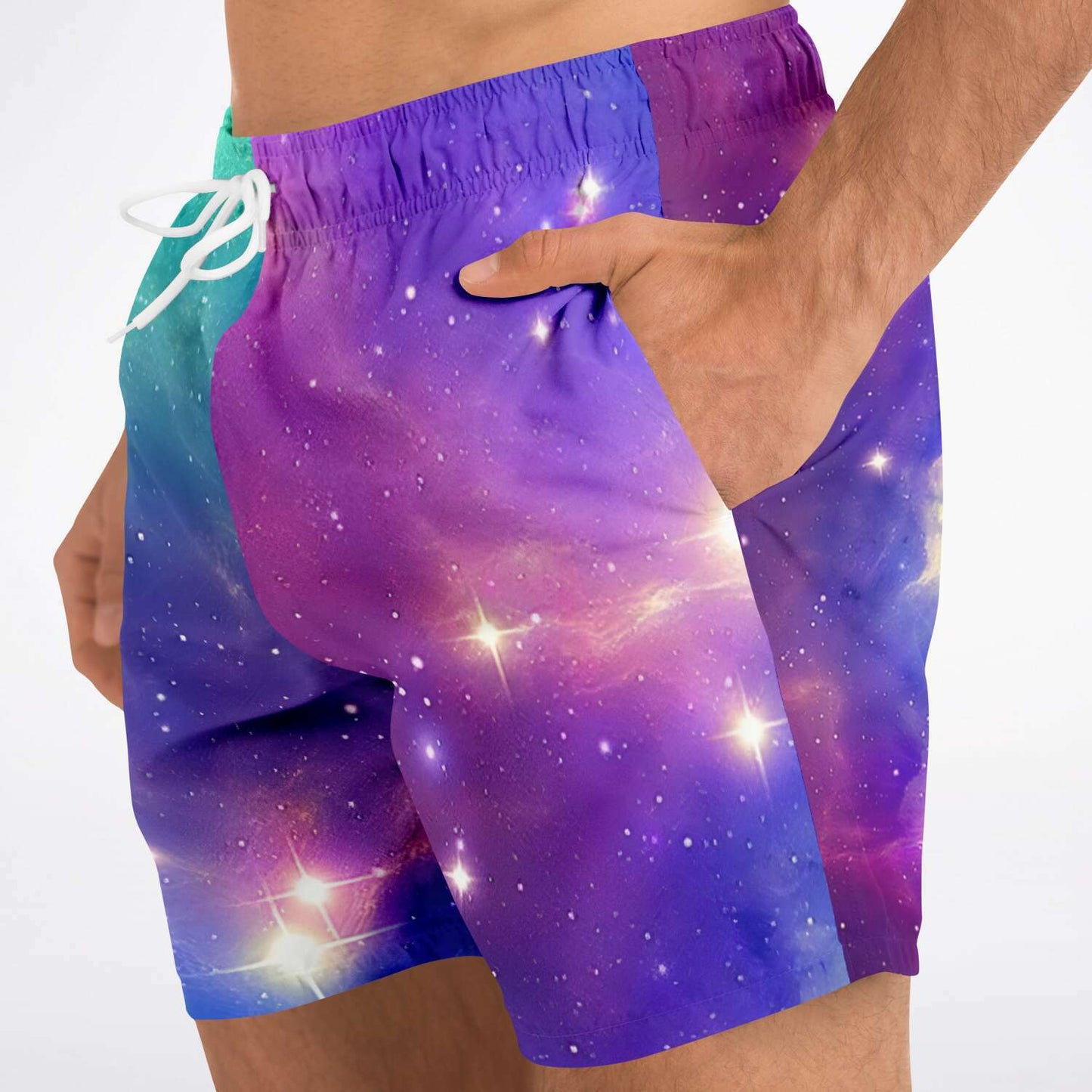 Purple Outer Space Rave Swim Trunks