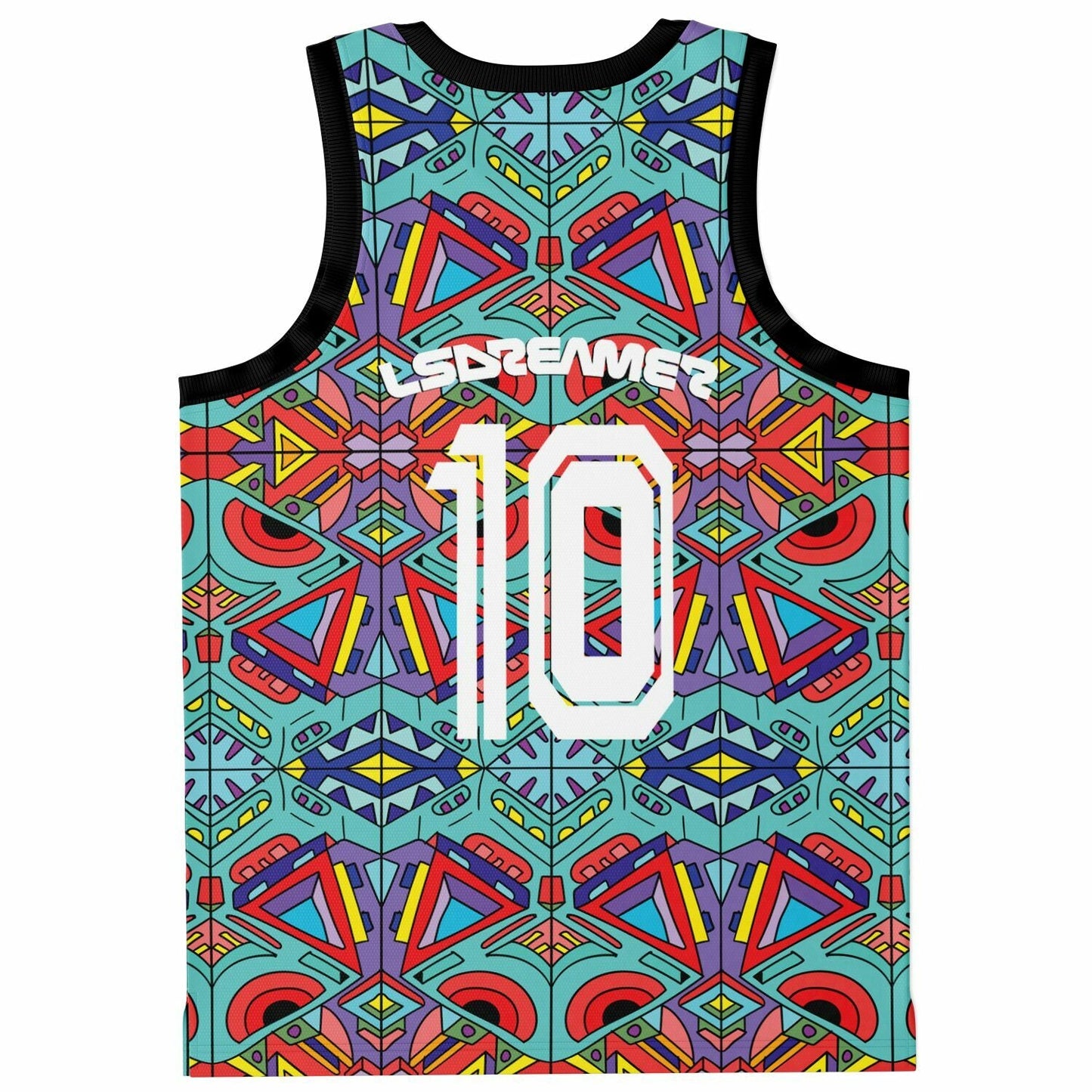 LSDREAM Turquoise Symmetrical Kaleidoscopic Rave Basketball Jersey
