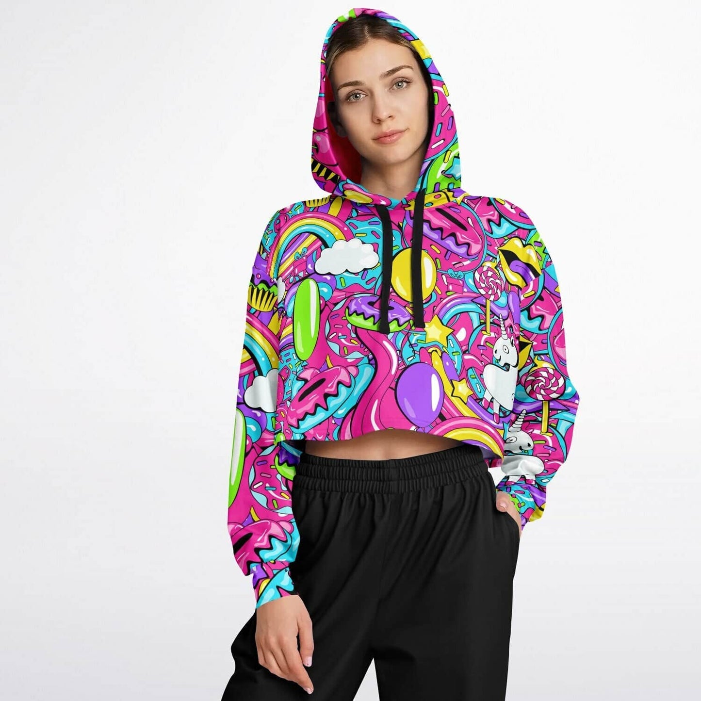 Colorful trippy cropped hoodie