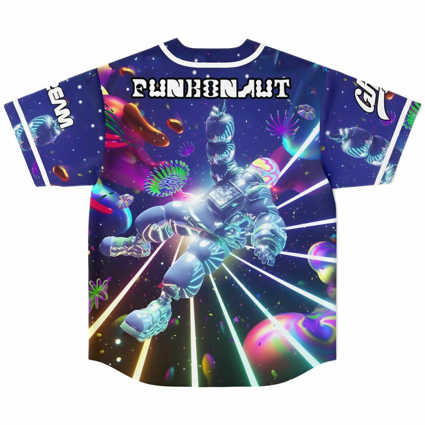 LSDREAM Deep Blue Chrome Astronaut Rave Baseball Jersey
