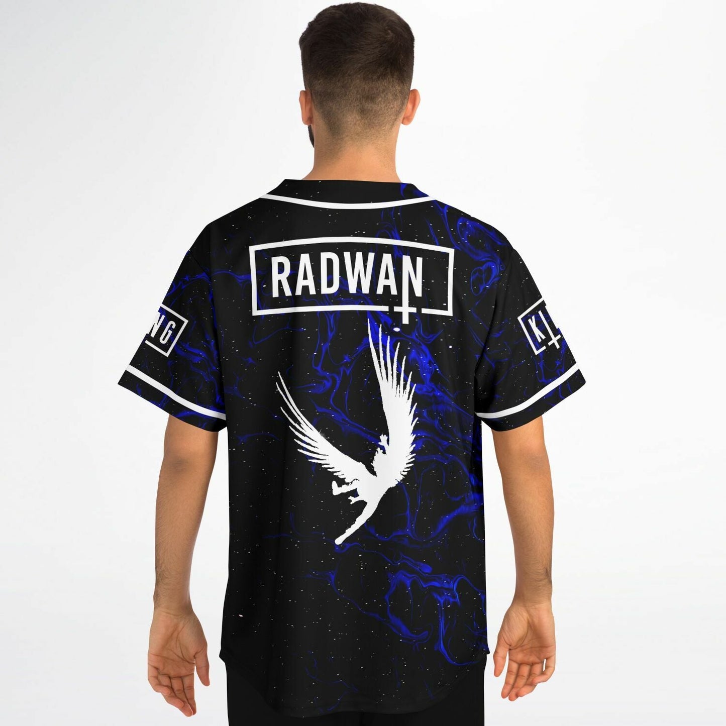 Black Blue Liquid Rave Baseball Jersey