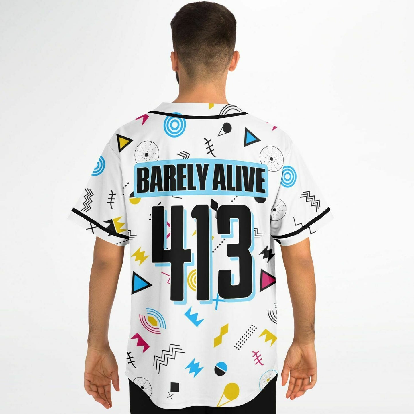 Barely Alive White 80S Rave Baseball Jersey