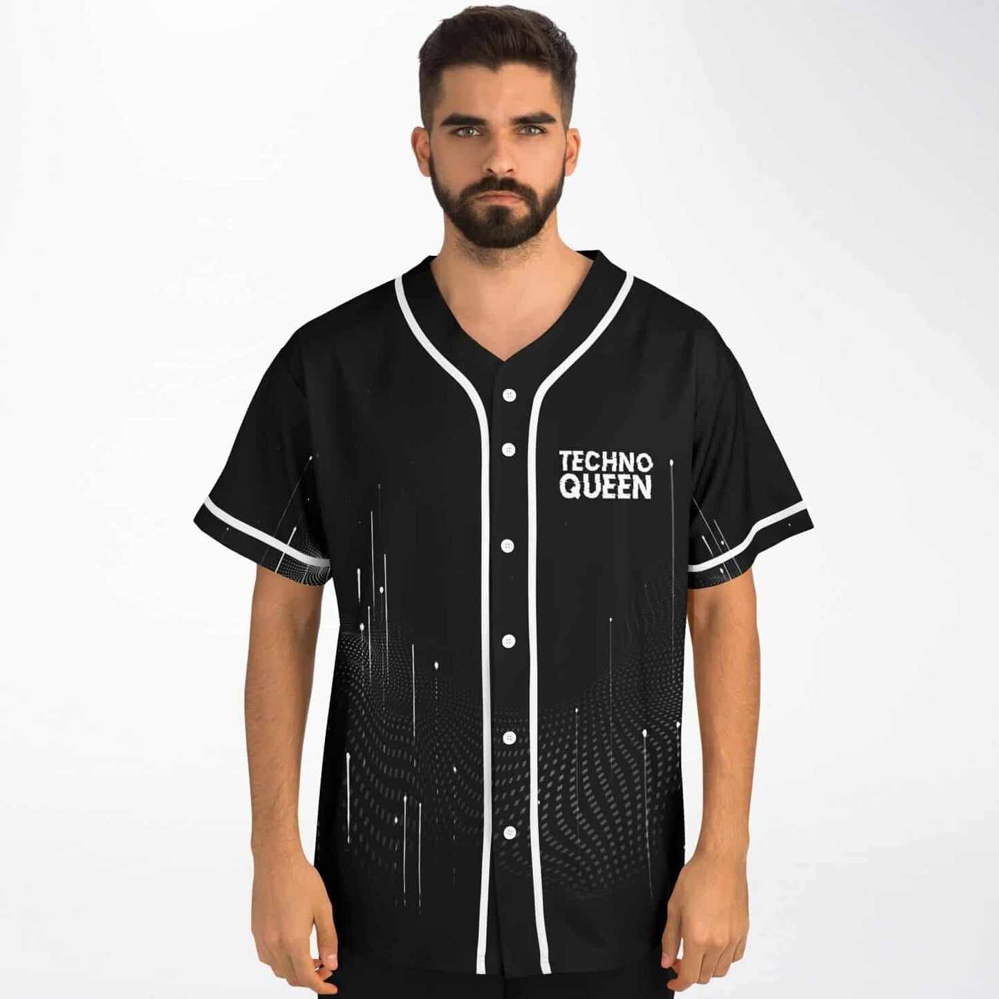 Black White Halftone Rave Baseball Jersey