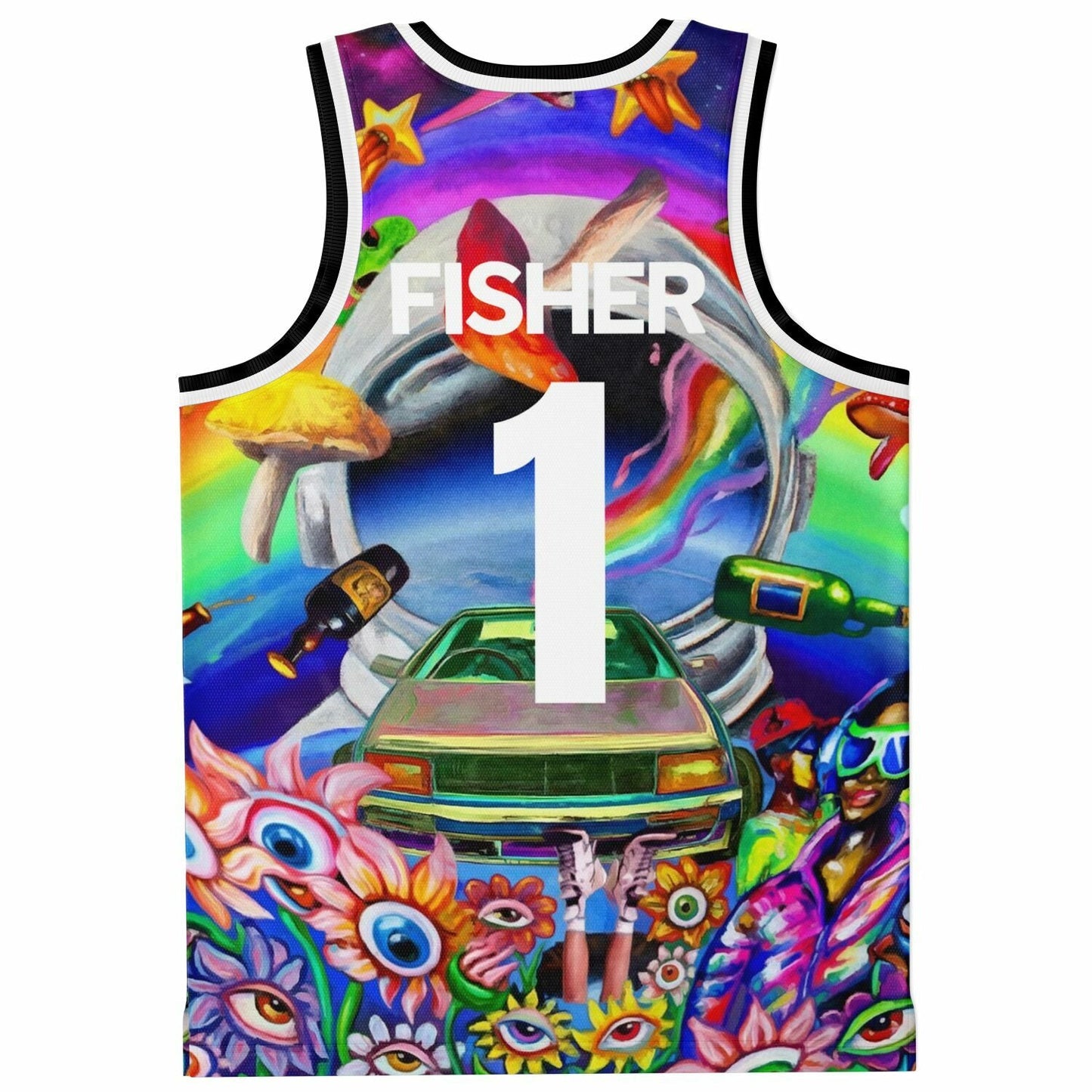 FISHER Vivid Rainbow Surreal Psychedelic Rave Basketball Jersey