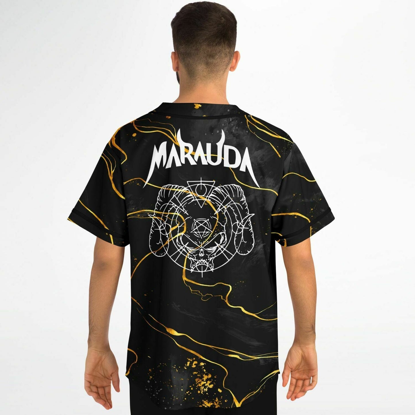 Marauda Black Gold Liquid Rave Baseball Jersey