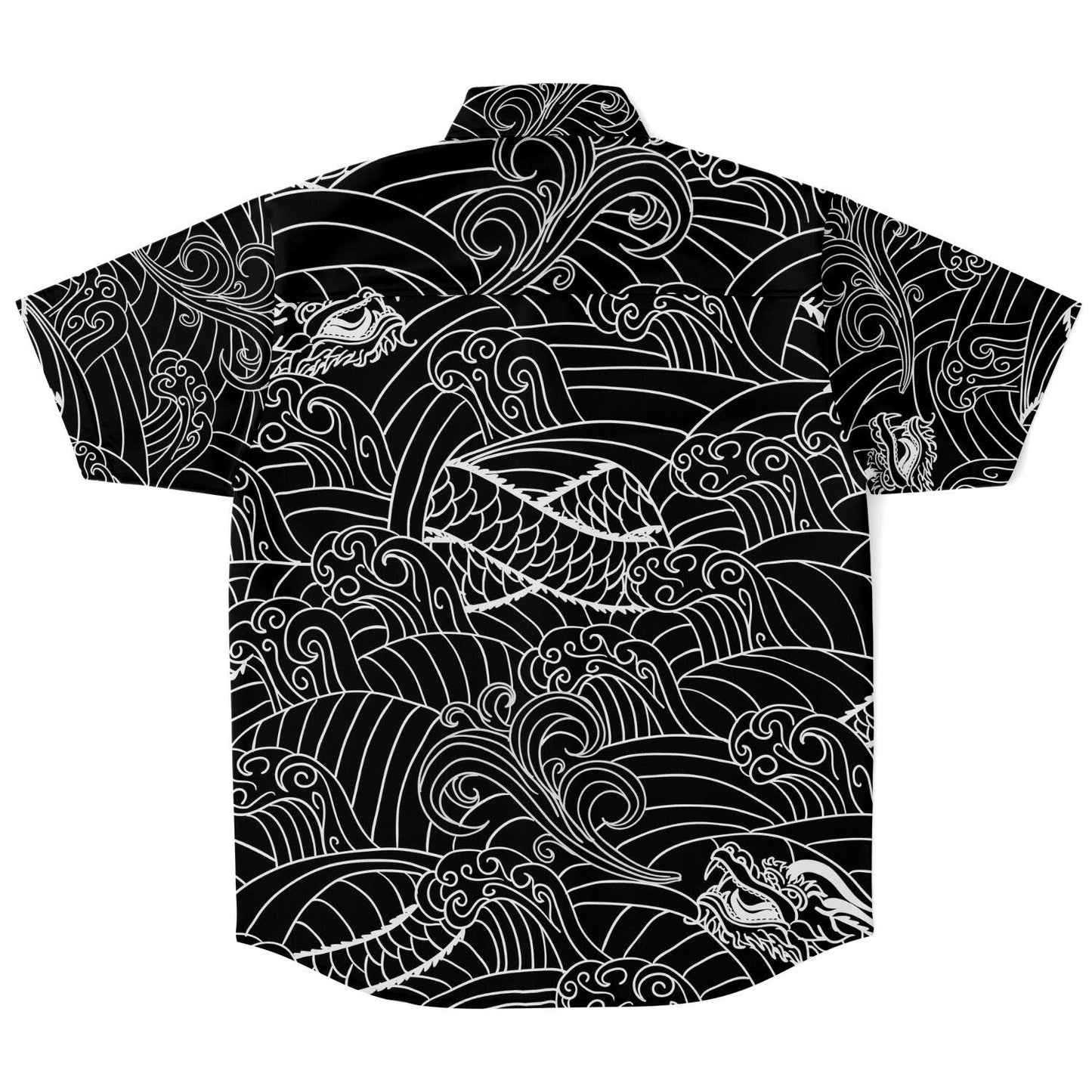 Asian Black button-down short sleeve shirt