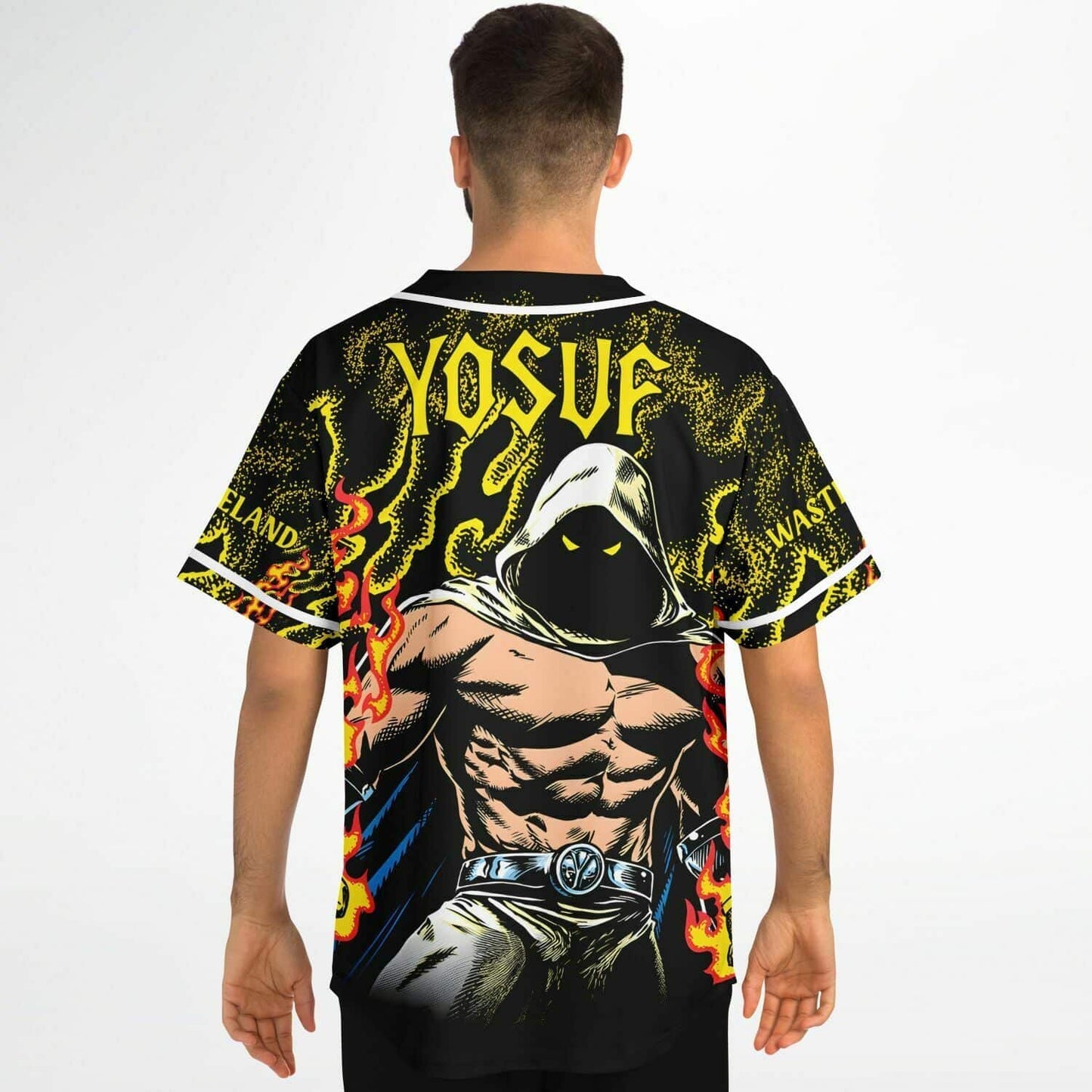 Yosuf Black Flames Fire Rave Baseball Jersey