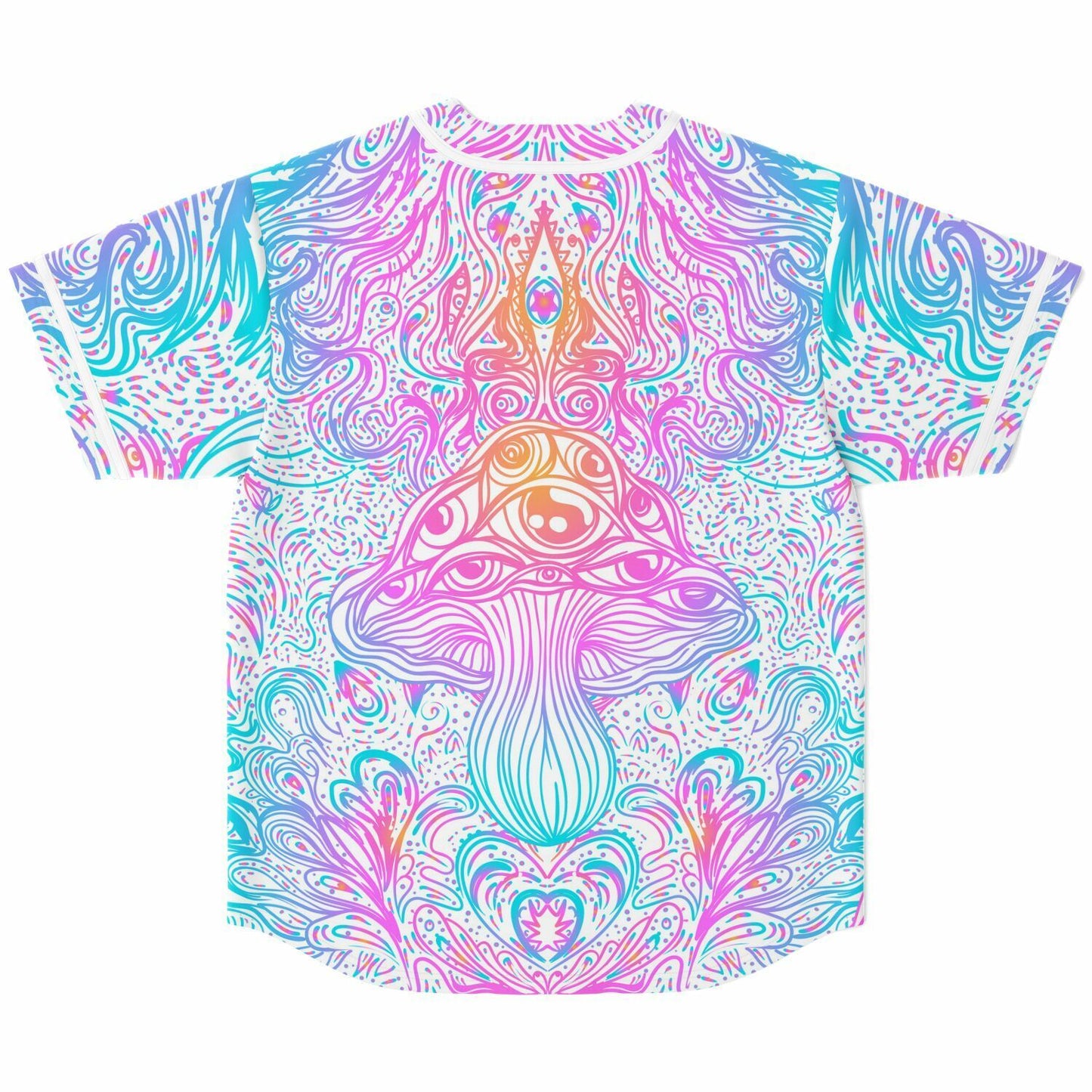 White Psychedelic Mushrooms Rave Baseball Jersey