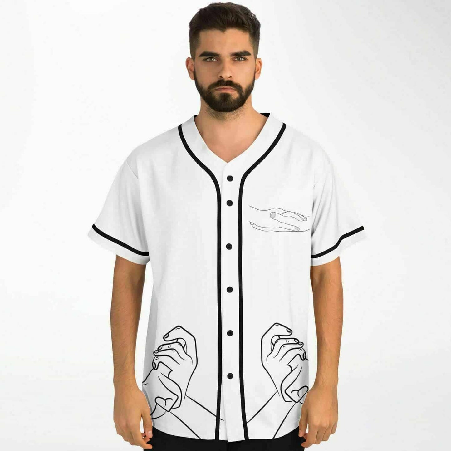 White Body Minimalist Black Rave Baseball Jersey