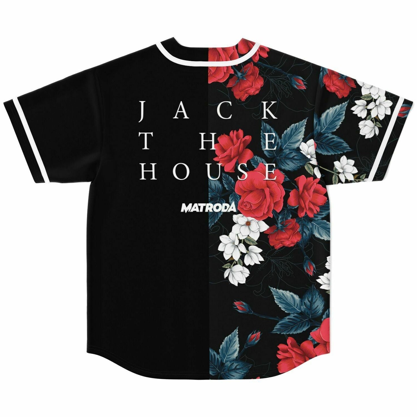 MATRODA Black Half Panel Rave Baseball Jersey