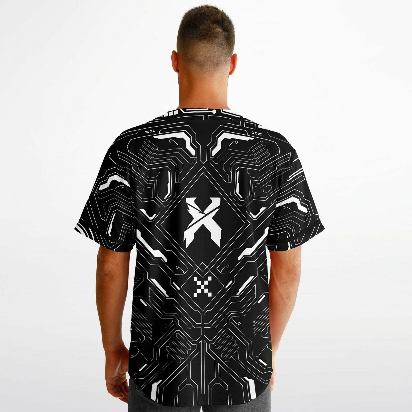 Black & Pink Cyberpunk Circuit Reversible Baseball Jersey