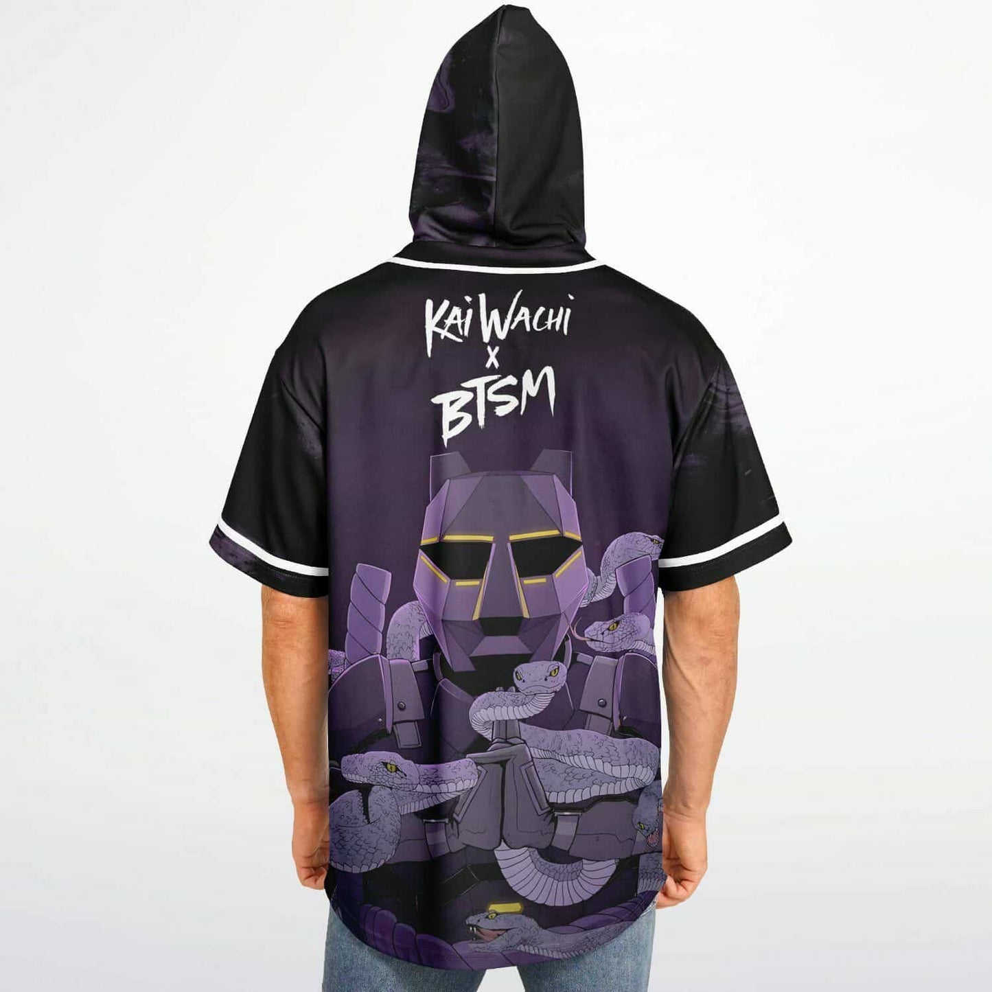 Kai Wachi Black Dark Purple Rave Hooded Baseball Jersey