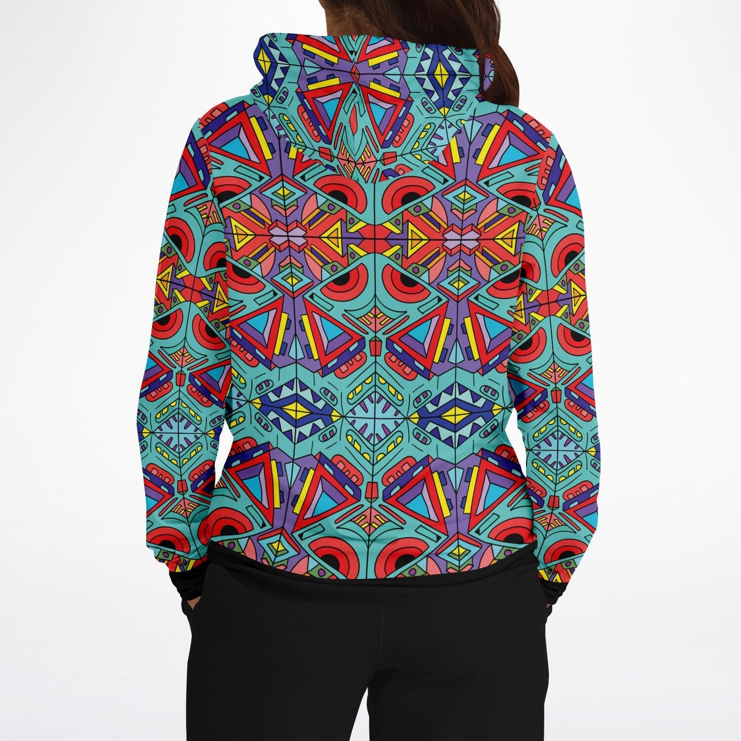 Teal Kaleidoscope Doodle Rave Hoodie