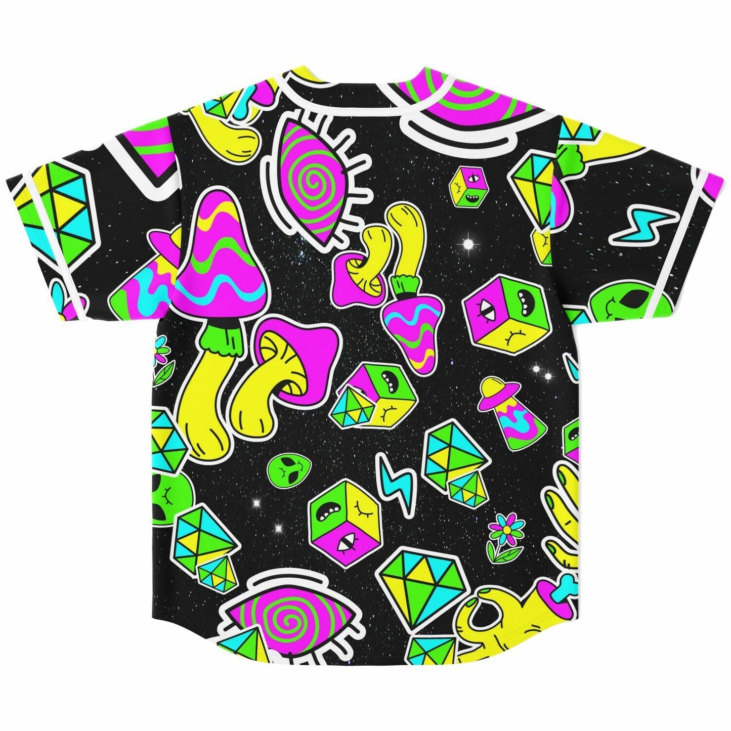 Black Psychedelic Sticker Rave Baseball Jersey