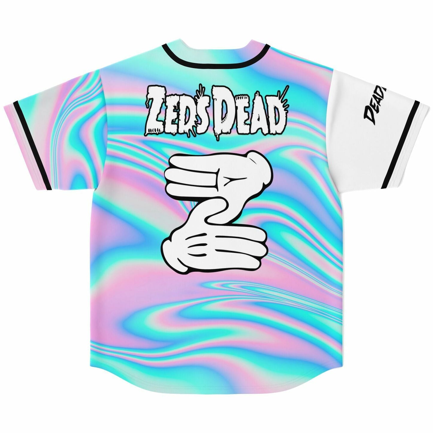 Zeds Dead White Iridescent Oil Rave Baseball Jersey