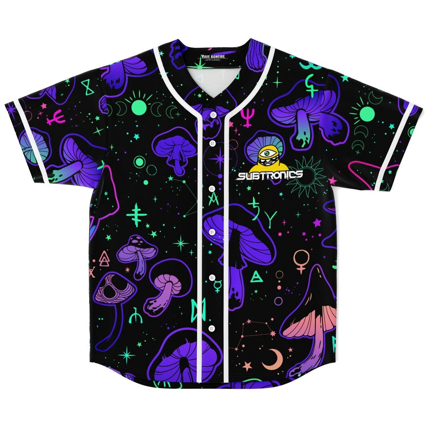 Subtronics Black Glowing Psychedelic Rave Baseball Jersey