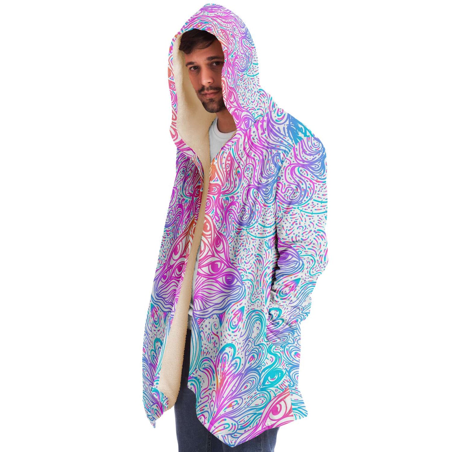 White Ornate Psychedelic Rave Cloak