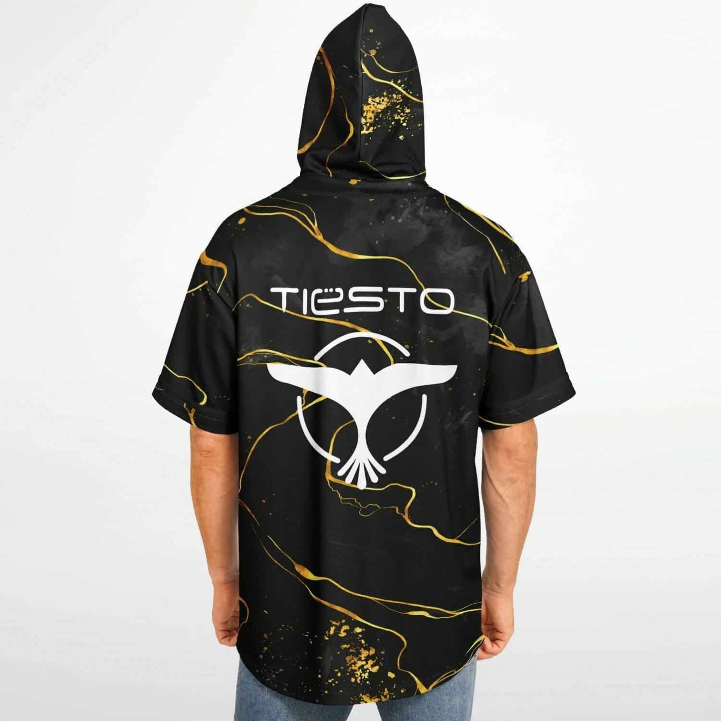 Tiesto Black Marble Rave Hooded Baseball Jersey