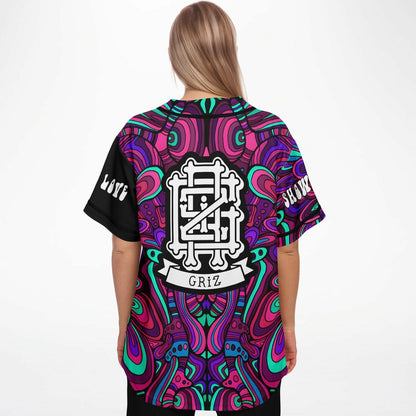 GRiZ Black Paired Psychedelic Paisley Rave Baseball Jersey