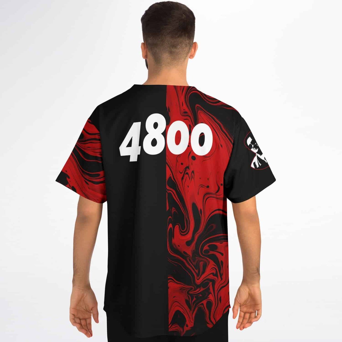 Black Red Liquid Rave Baseball Jersey