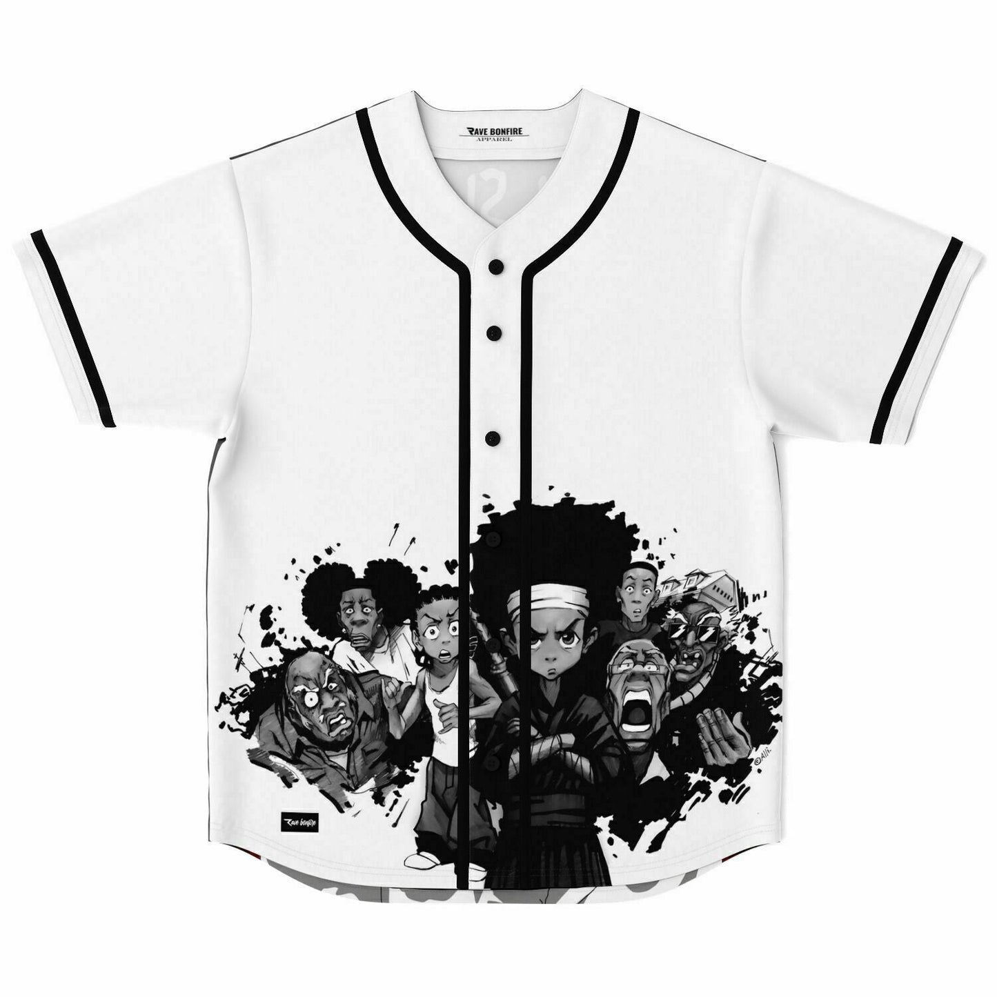 White Body Black Cartoon Rave Baseball Jersey