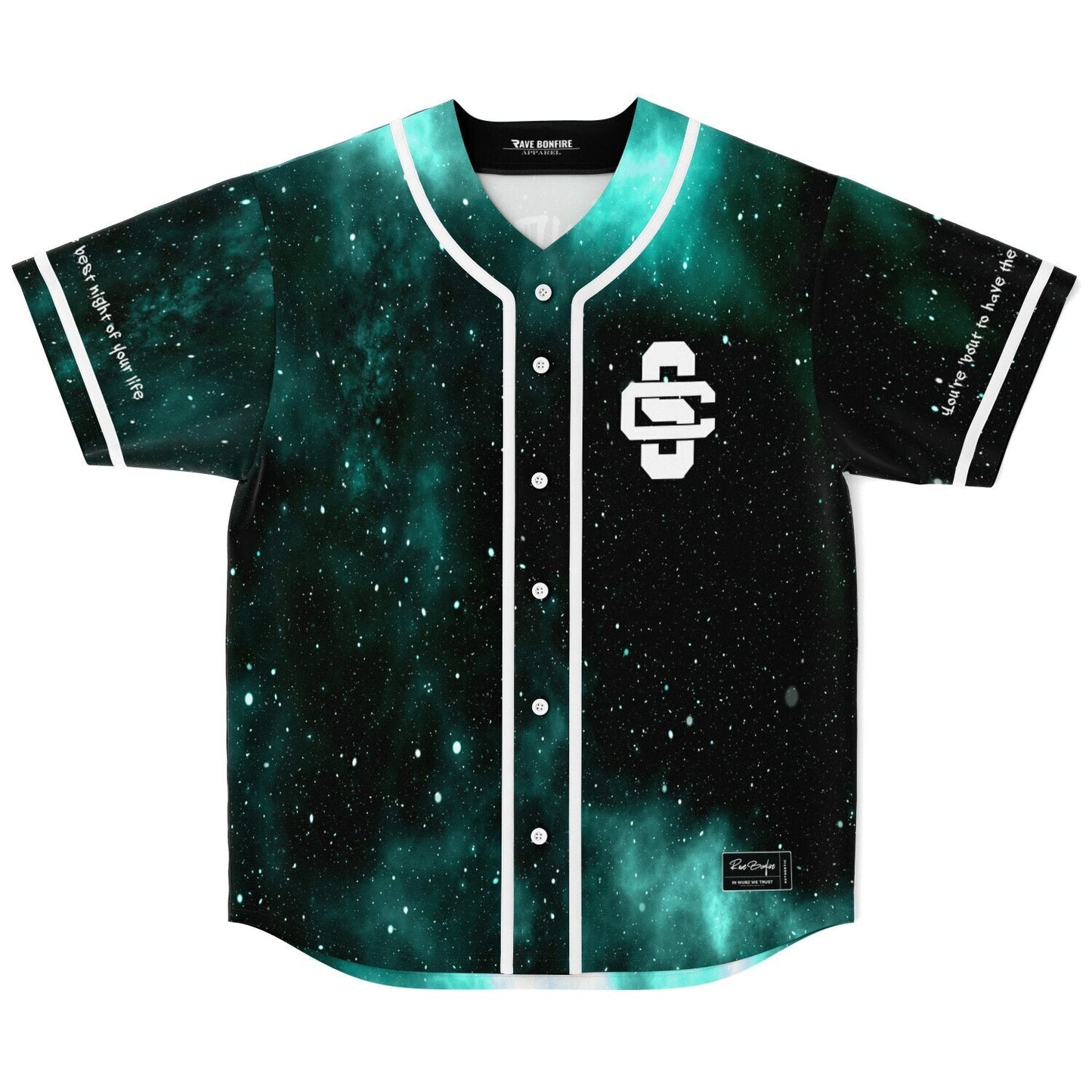 Chase and Status Dark Teal Starry Green Rave Baseball Jersey