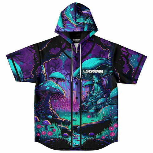 LSDREAM Deep Purple Psychedelic Glowing Rave Hooded Baseball Jersey