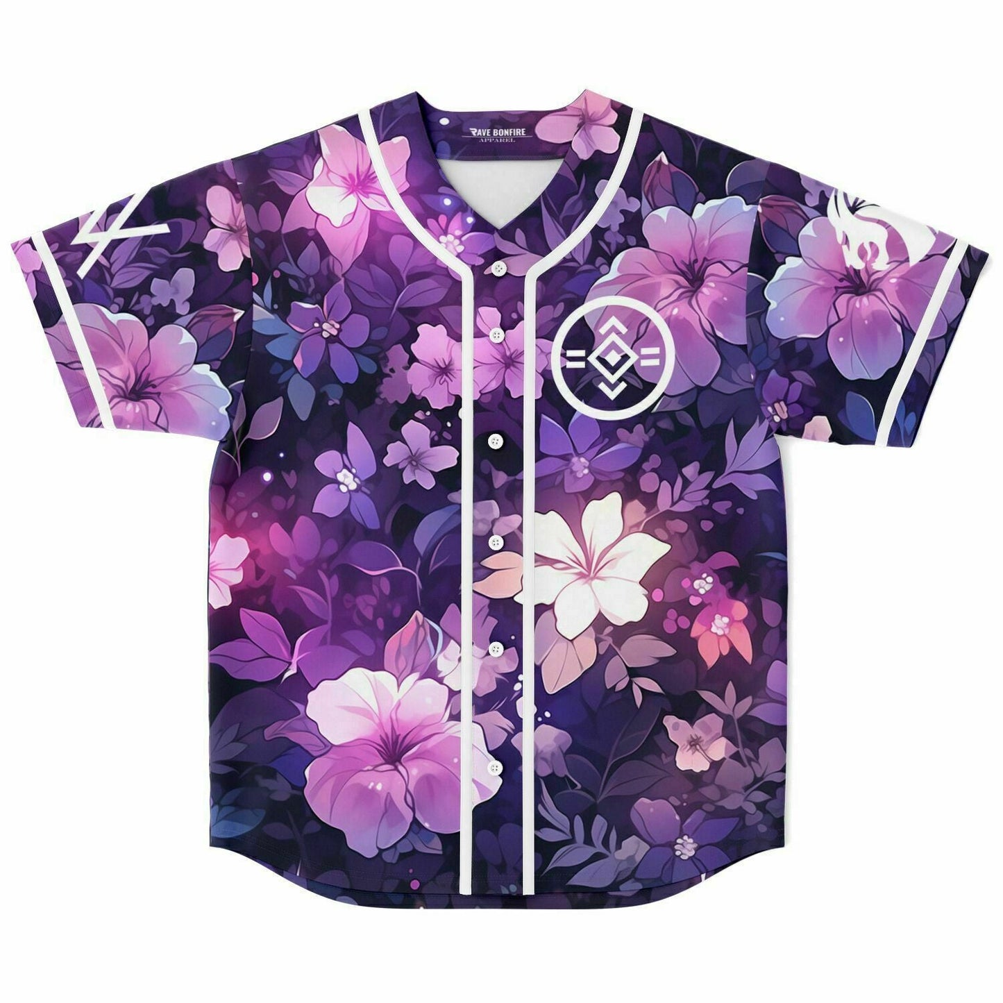 Purple Dense Floral Rave Baseball Jersey