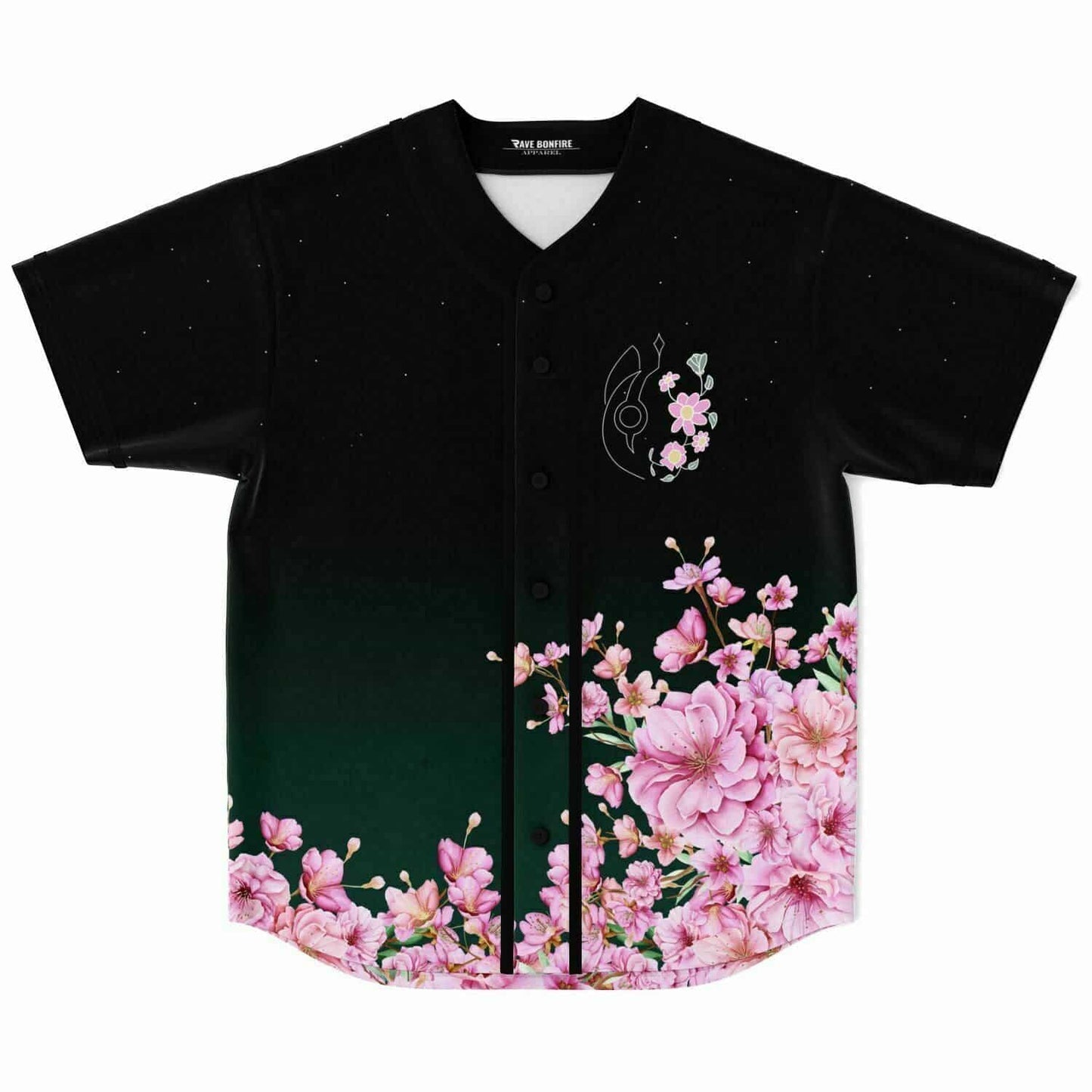 Black Dark Cherry Blossoms Rave Baseball Jersey