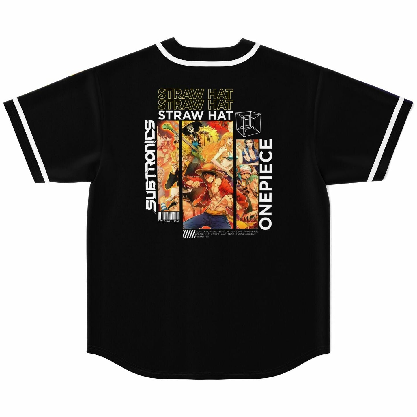 Subtronics Navy Blue Repeating Orange Rave Baseball Jersey