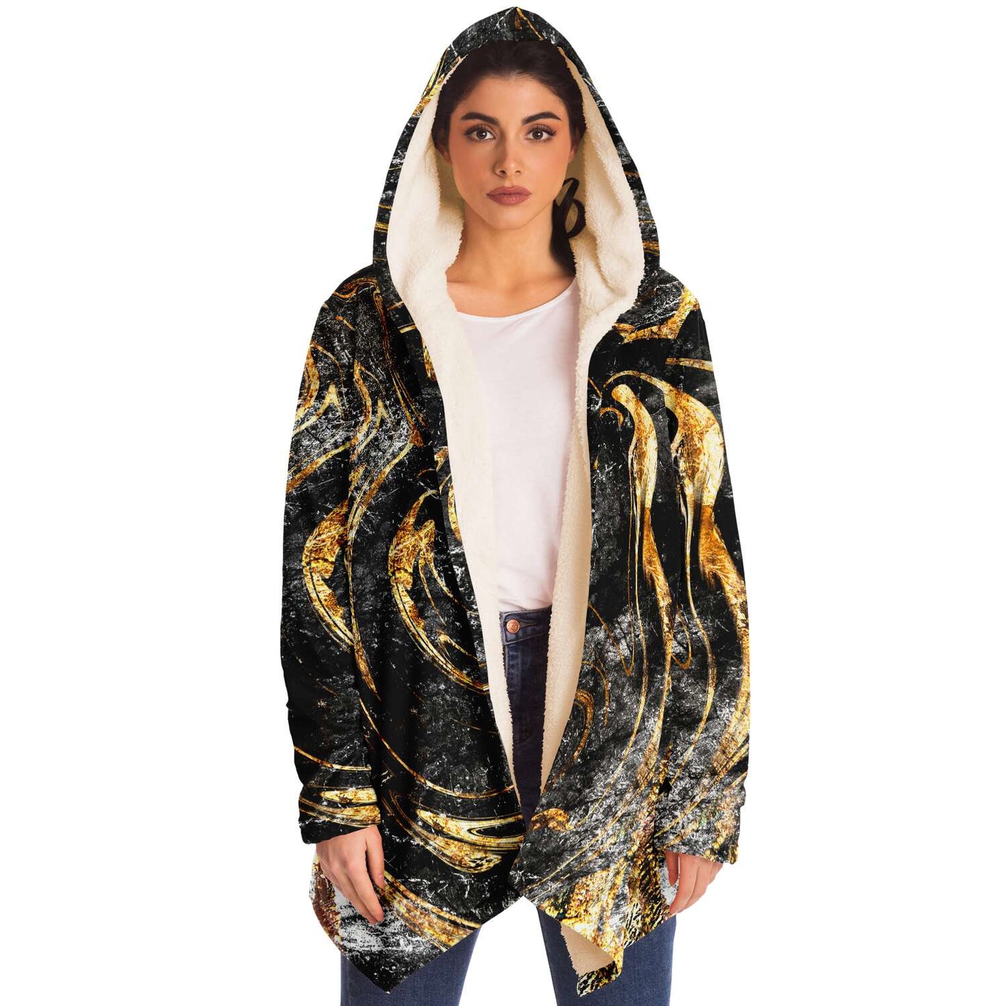 Black Gold Marbled Rave Cloak